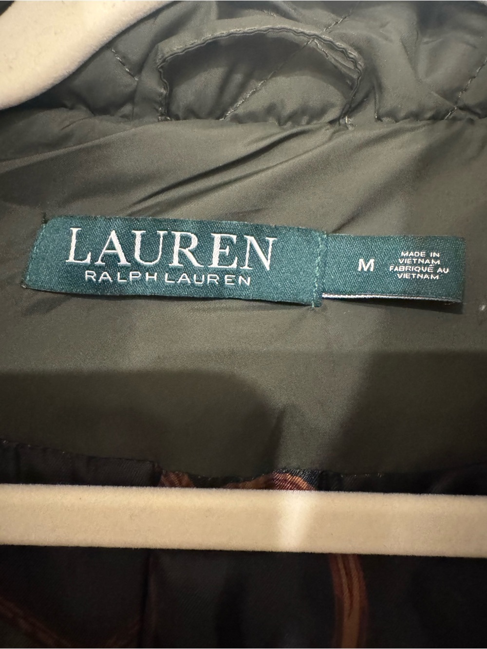 Lauren Ralph Lauren Olive Green Quilted Hooded Coat Jacket Size M - Picture 3 of 9